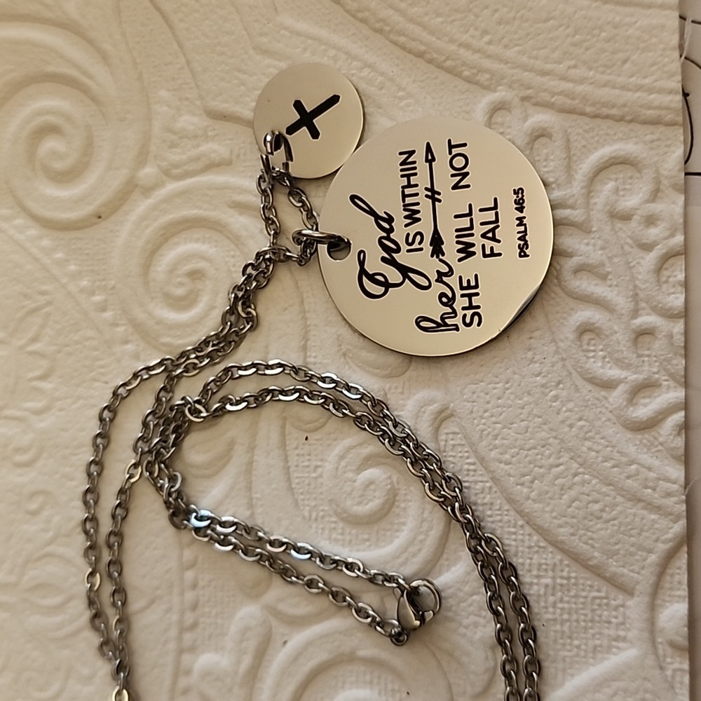 God Is within Her She will Not Fail Necklace 24 Inch Chain - Picture 2 of 3
